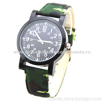 Multifunction sports watches, high quality canvas strap, black alloy case, suit for soldier style